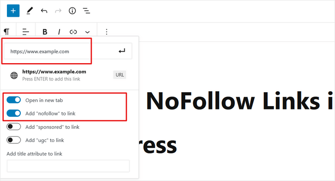The nofollow attribute option added by All-in-One SEO